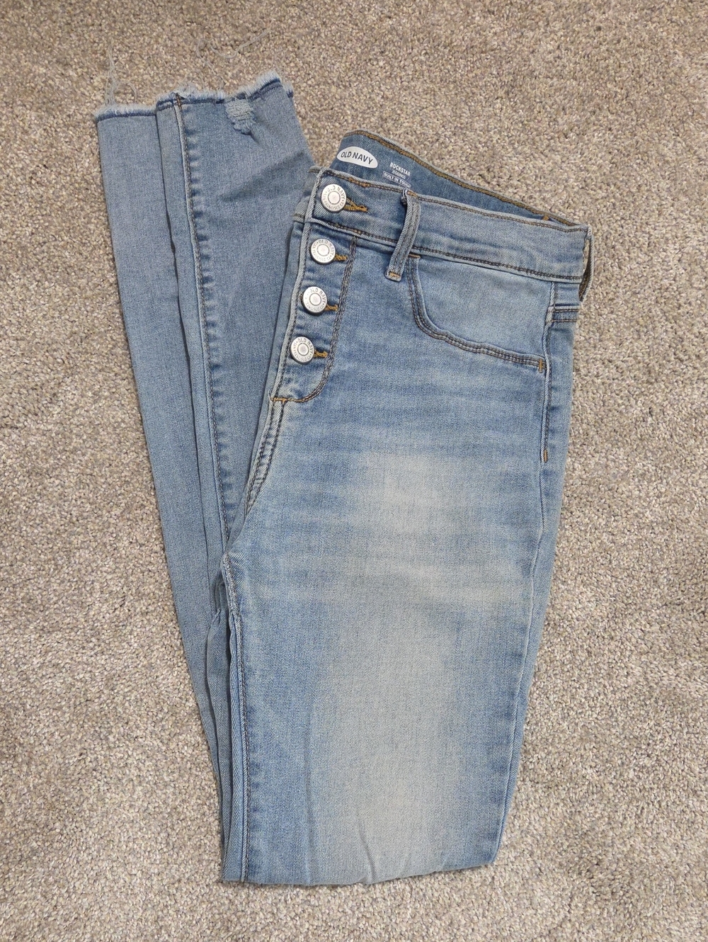 Old Navy Kids Light Blue High-Rise Skinny Jeans with Button-Fly